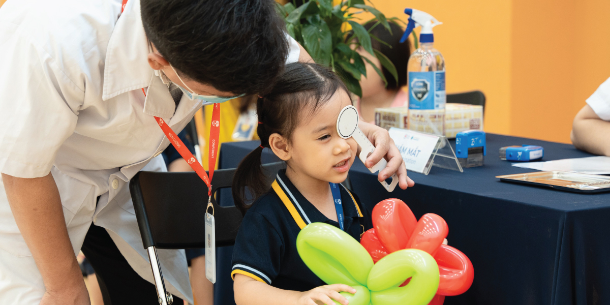 Victoria School's student in the health check-ups session